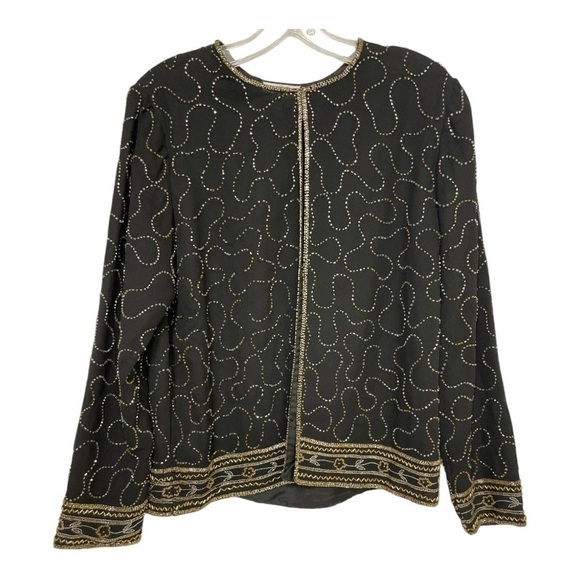 JMD New York Vintage
Womens Beaded Jacket Lined Black SIlver Gold cocktail top
M - Picture 2 of 15